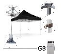גזיבו אלומיניום מקצועי G8 EASYSCREEN בגודל 3×3 מטר עם שלדת אלומיניום חזקה ומחברי אלומיניום